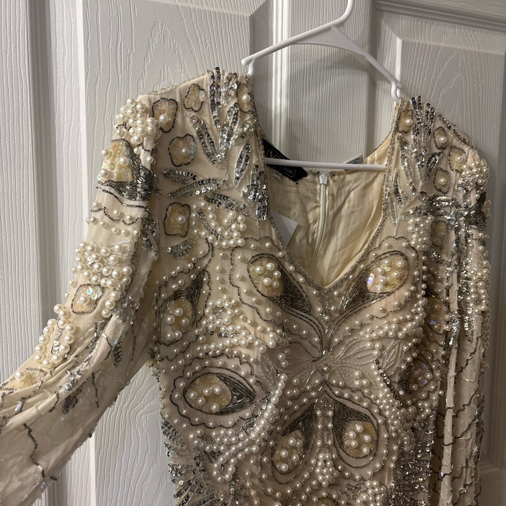 Rare Vintage Embellished 100% Silk Bridal Wedding Formal Dress